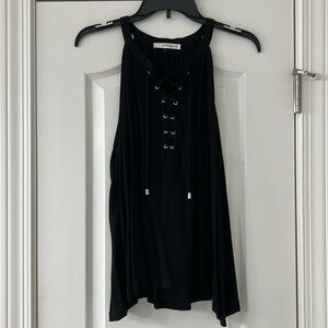 Black lace up sleeveless top
